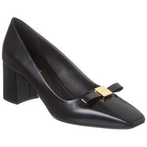 $950 Ferragamo Women's Black Leather Block Heel Pumps, MADE IN ITALY, Size‎ 9